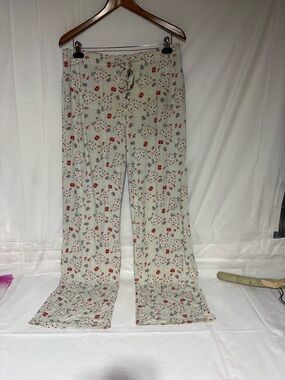 Caden Lane Cream Lounge Pajama Pants with Red and Blue Print